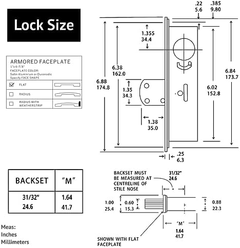 elox Swinging Narrow Stile Deadbolt Lock in Dark Bronze
