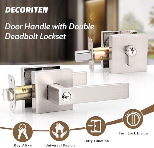 3-Piece Front Door Deadbolt Set with Brushed Nickel Finish