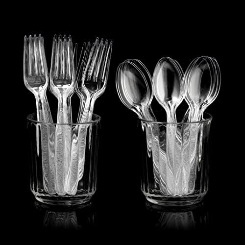 JoyServe Clear Plastic Cutlery Set 360 Pcs