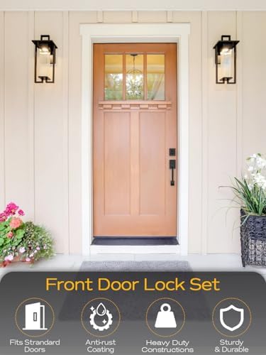 EHOMEWARE Front Door Handle Set Black Reversible Lever Heavy Duty