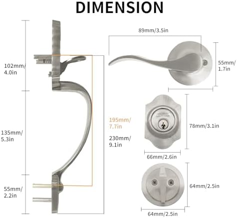 HardHawk Front Door Handle Set with Deadbolt Lever 1