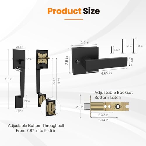 HOSOM Matte Black Entry Door Handle Set with Reversible Lever