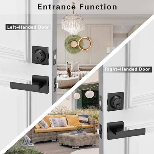 Stylish Front Door Lock Set with Matte Black Finish