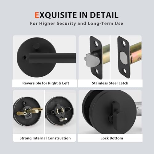 Haidms Matte Black Door Lock Set with Deadbolt