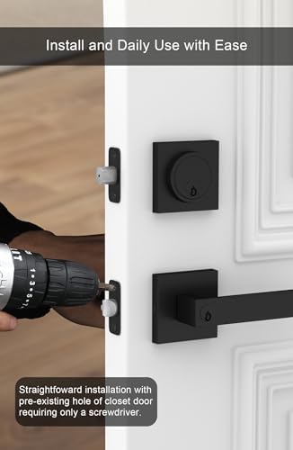 GoldenWarm Modern Door Handle Set - Matte Black