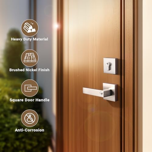 3-Piece Front Door Deadbolt Set with Brushed Nickel Finish