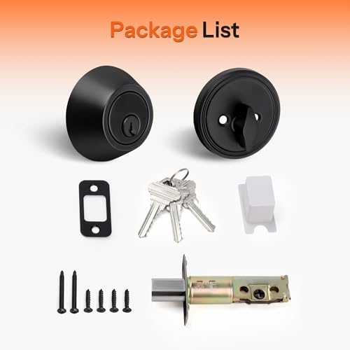 Gaurqiah Matte Black Keyed Single Cylinder Deadbolt Lock Complete Door Security Solution