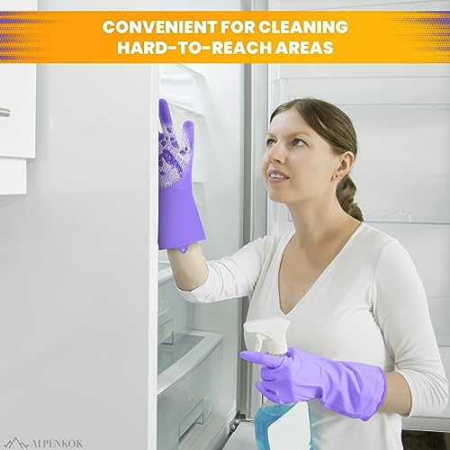 Durable Silicone Dish Gloves with Scrubbers for Women