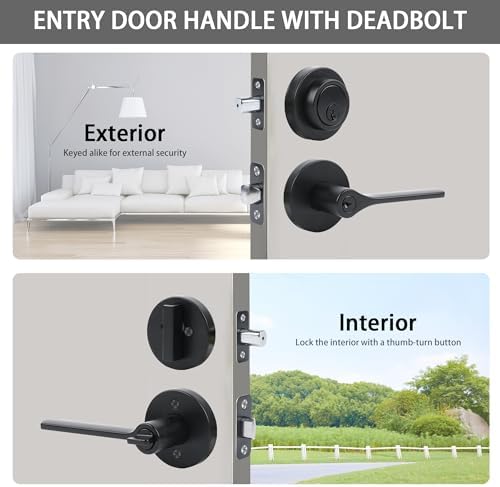 Elevate Exterior Door Lock Set with Black Handle and Deadbolt
