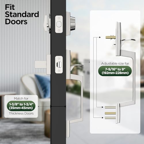 MAXECURITY Silver Front Door Handle and Deadbolt Set