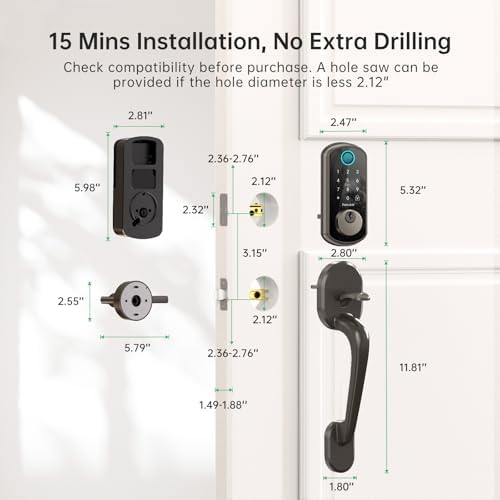 Smart Front Door Lock with Fingerprint AI Keypad