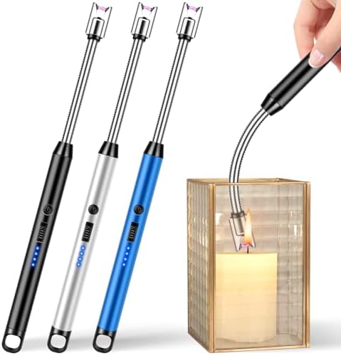 3-Piece Windproof Rechargeable Flameless Candle Lighter Kit for Grill camping