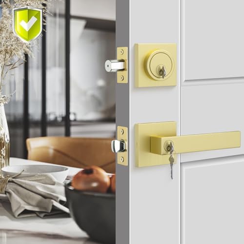 Gold Front Door Handle and Door Lock Set