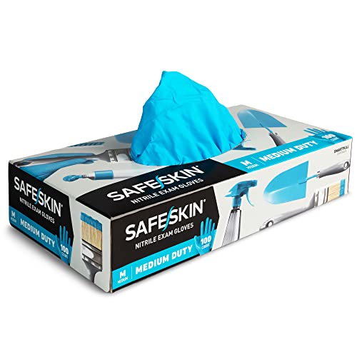 SAFESKIN Nitrile Exam Gloves Powder-Free for Food Handling Cleaning 100 Count