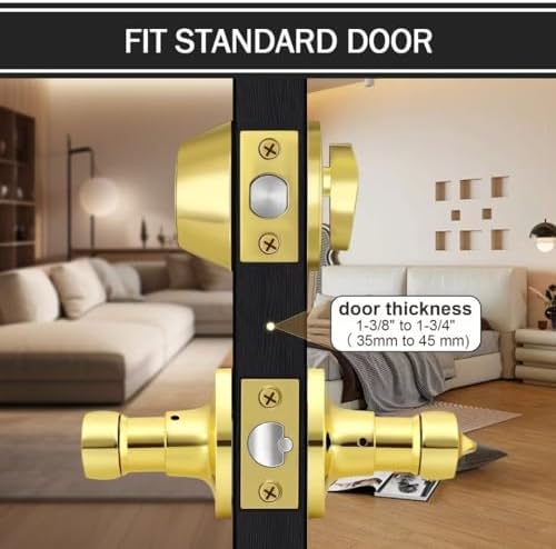 3-Piece Reversible Door Handle and Deadbolt Set Brass Keyed Alike
