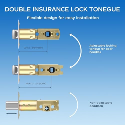 Leydebong Gold Door Handleset with Single Cylinder Deadbolt Lockset