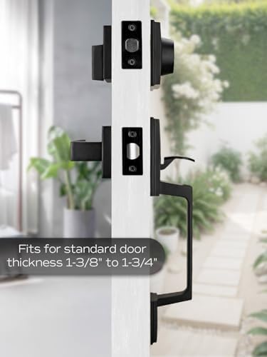 EHOMEWARE Front Door Handle Set Black Reversible Lever Heavy Duty
