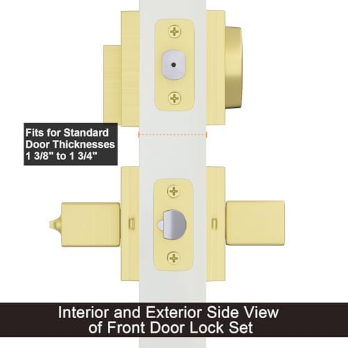 Gold Front Door Handle and Door Lock Set