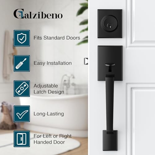Calzibeno Front Door Lock Set Matte Black Modern Handle