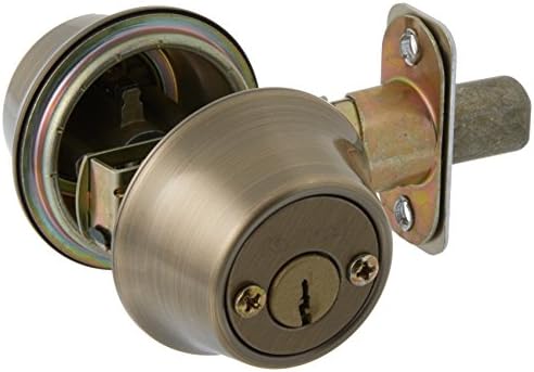 Kwikset Secure 1-inch Cylinder Double Adjustable Deadbolt Antique Brass