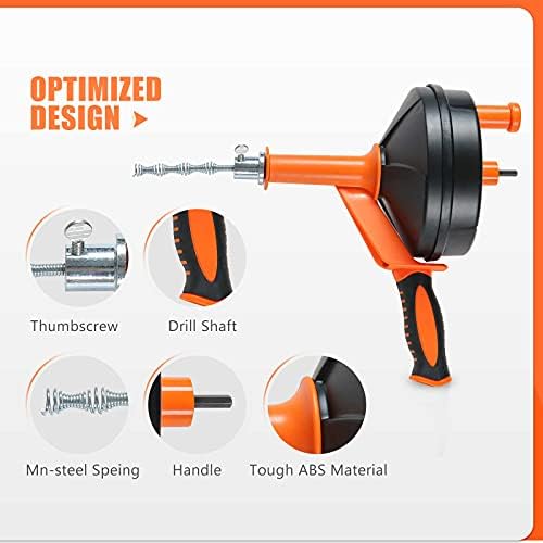 25FT Flexible Plumbing Snake Auger with Gloves
