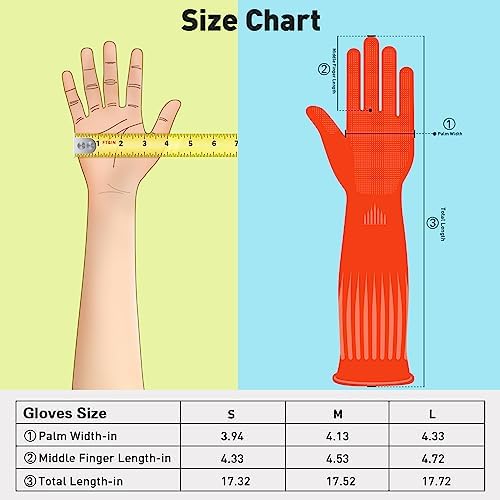 ThxToms Rubber Dishwashing Gloves - Extra-Long Cuff Reusable Waterproof