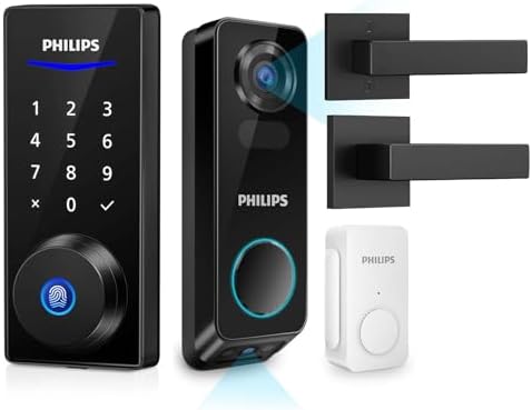 Smart Security Cam Lock with 2K Doorbell and Fingerprint Entry