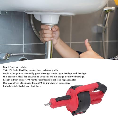 Cordless Electric Drain Auger Red