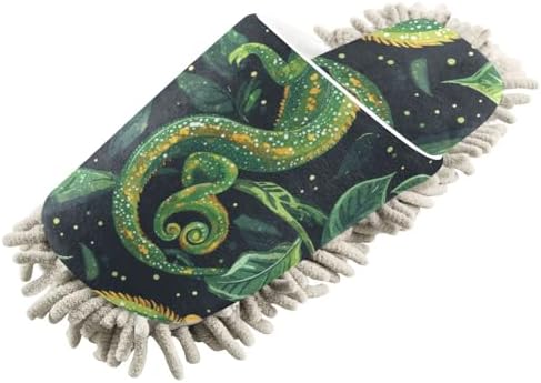 FLildonChameleon Green Microfiber Mop Slipper for Clean Floors Washable Design