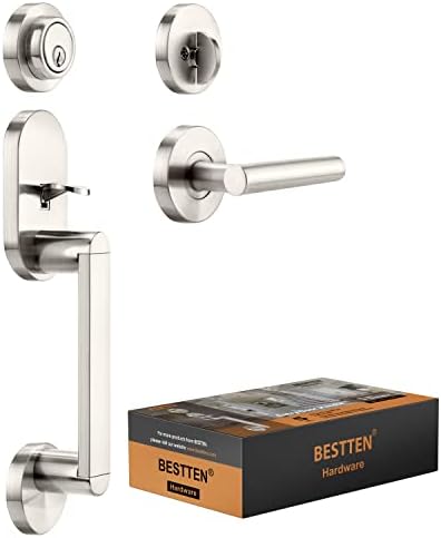 BESTTEN Front Entry Door Handle Set - Heavy Duty with Satin Nickel Finish