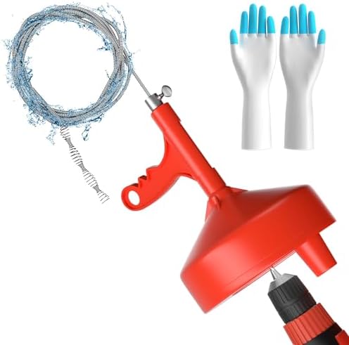 Kinglev Drain Auger 25ft Flexible Snake with Drill Adapter