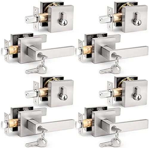 Probrico Nickel Entry Lever and Deadbolt Set