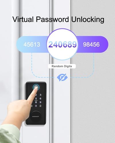 Unlock Security Door Lock Biometric Keyless with Matte Blackfinish voice control