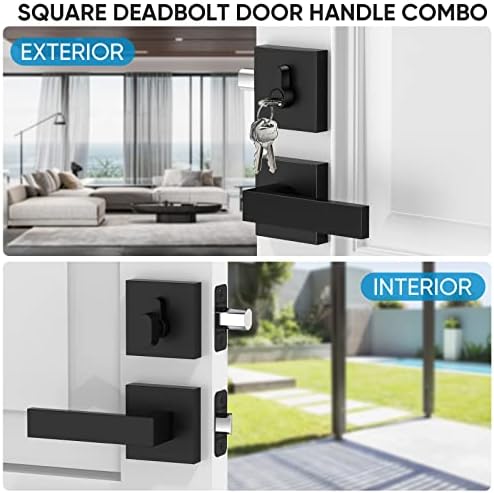 TICONN Matte Black Door Handle 2 Pack Deadbolt Lever