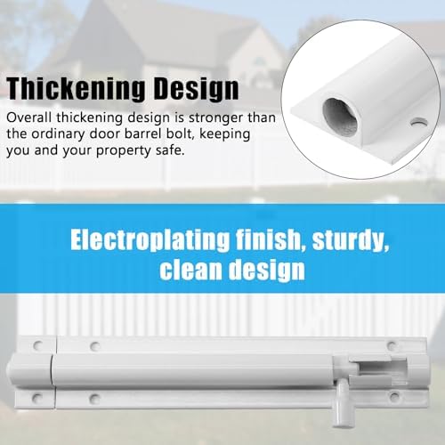 Murtenze 5 Inch Barrel Bolt Lock White - Heavy Duty Security Latch