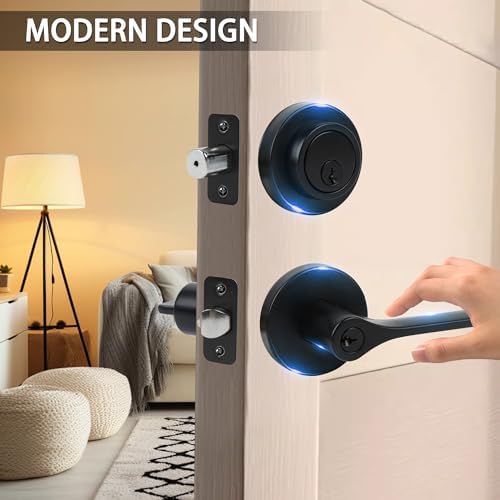 Elevate Exterior Door Lock Set with Black Handle and Deadbolt