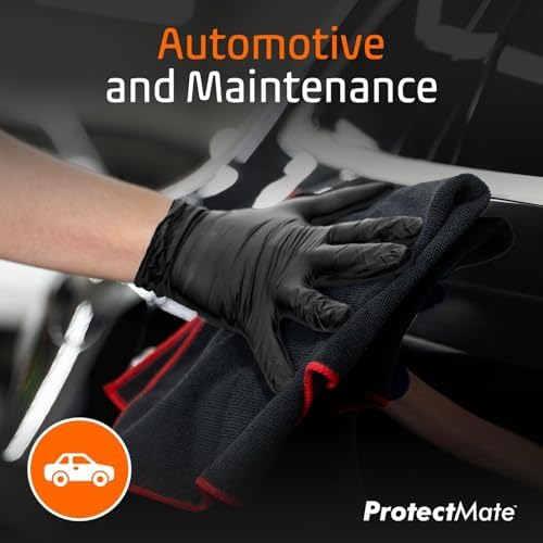 Protectmate Professional Black Nitrile Gloves Durable Textured Food Prep Gloves