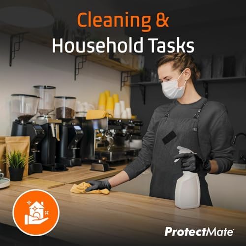 Protectmate Professional Black Nitrile Gloves Durable Textured Food Prep Gloves