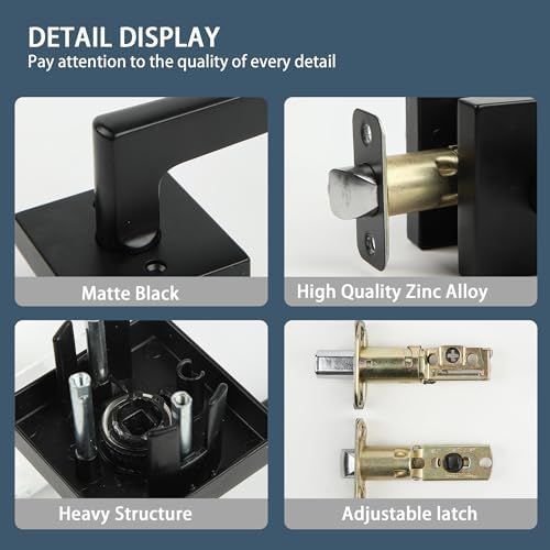 Weatherproof Deadbolt Set for Exterior Doors Matte Black 2-Pack