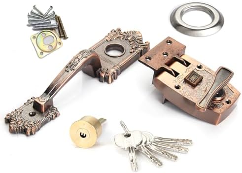 Ancient Red Copper Zinc Alloy Entry Door Lock Set