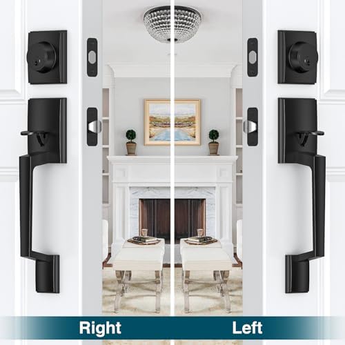 Calzibeno Front Door Lock Set Matte Black Modern Handle
