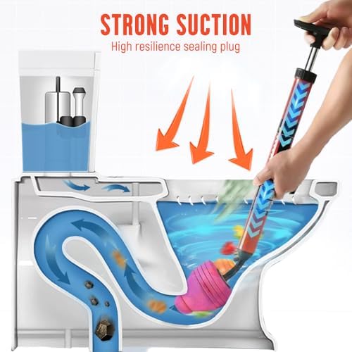 Fast-acting toilet plunger kit for clogged pipes