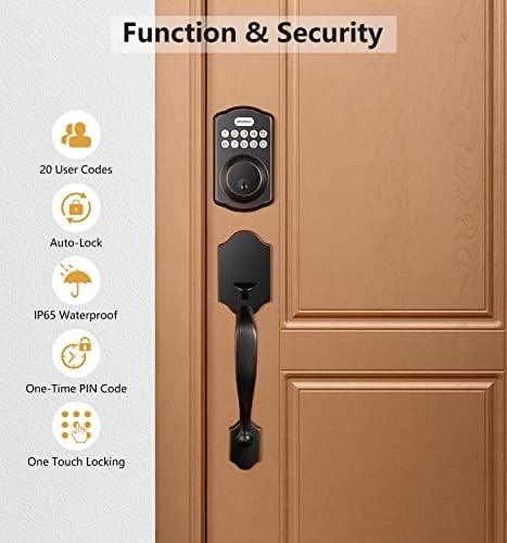 Revolo Front Door Handle Set No Lock - Zinc Alloy Matte Black