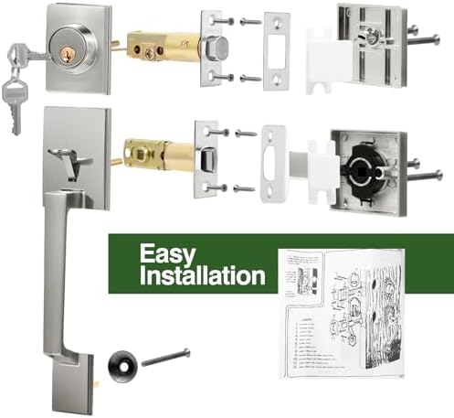 Secure Stylish Front Door Handle Set Satin Chrome