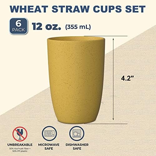 Perfect for Diners Home Chefs 6-Piece Reusable Wheat Straw Cups