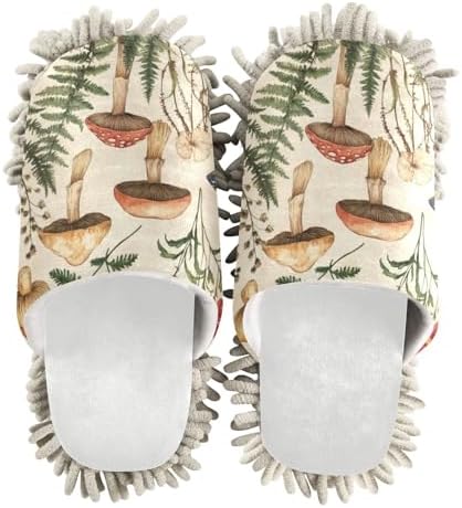 Burbuja Vintage Mushroom Botany Microfiber Cleaning Slippers