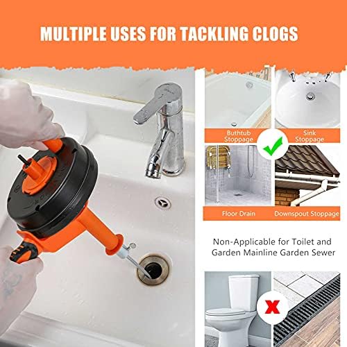 25FT Flexible Plumbing Snake Auger with Gloves