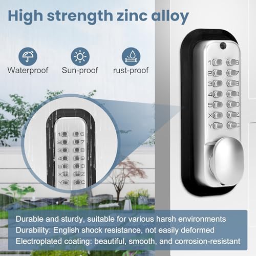 Casmer Double Sided Door Lock Keypad Keyless Waterproof Rust-Proof