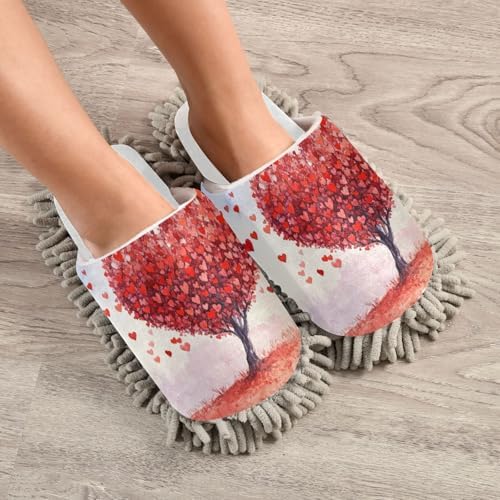 Valentines Handy Mop Slippers - Washable Quiet for Perfect Cleaning
