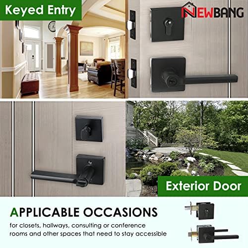 NEWBANG Square Heavy Duty Keyed Entry_combo with Deadbolt Lever Handle